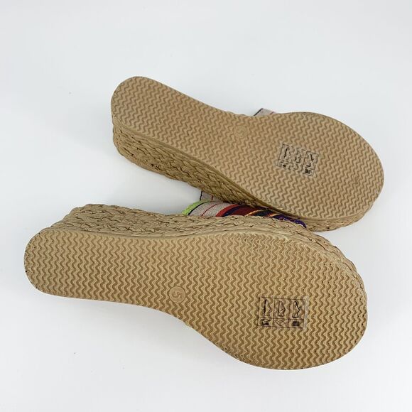 Pierre Dumas Weave Sandals Slides 5 Women Rainbow Strap Southwestern RainbowCore - Picture 10 of 11